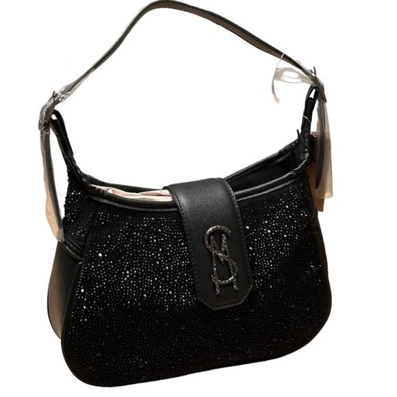 STEVE MADDEN BLACK Rhinestone Embellished Shoulder Bag - Picture 3 of 8